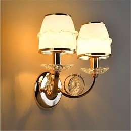Applique da parete LED moderna contemporanea elettroplaccata con braccio oscillante in cristallo E14