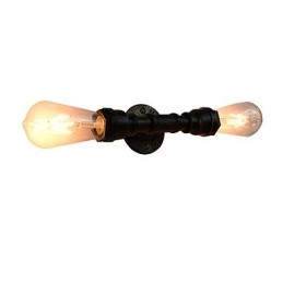Applique da parete rustica in ottone antico, 2 luci E27, 45 cm