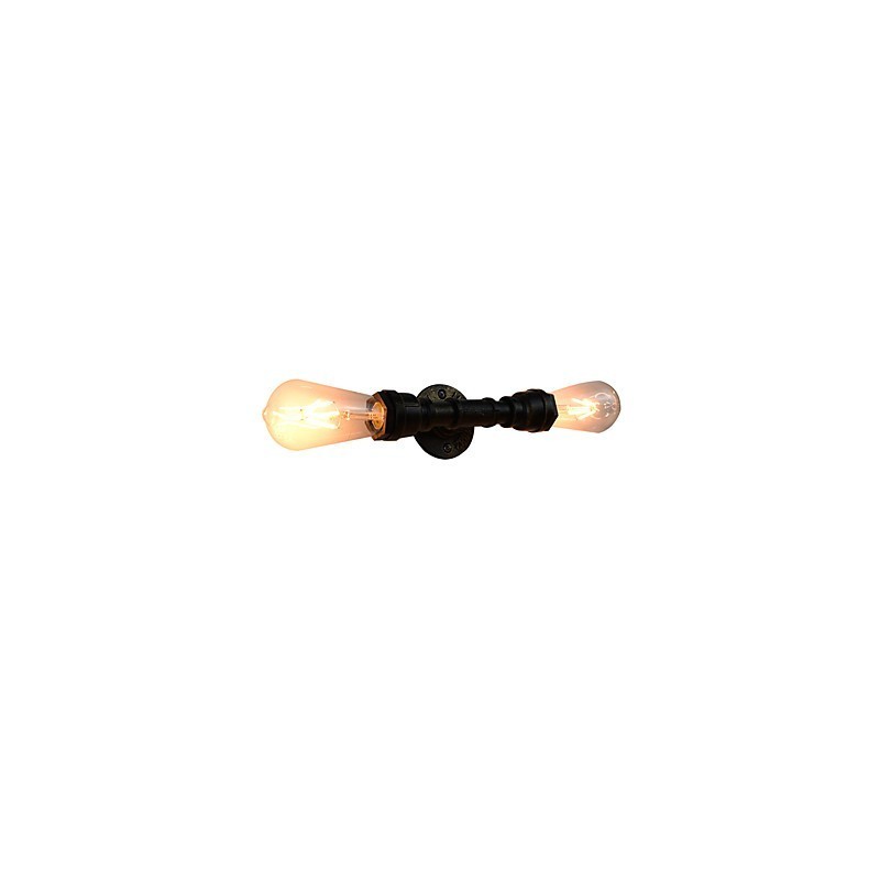 Applique da parete rustica in ottone antico, 2 luci E27, 45 cm
