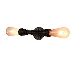Applique da parete rustica in ottone antico, 2 luci E27, 45 cm