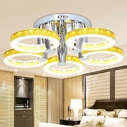 Lampadario a filo in acrilico cromato con LED integrato, 5 luci