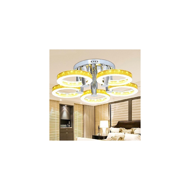 Lampadario a filo in acrilico cromato con LED integrato, 5 luci