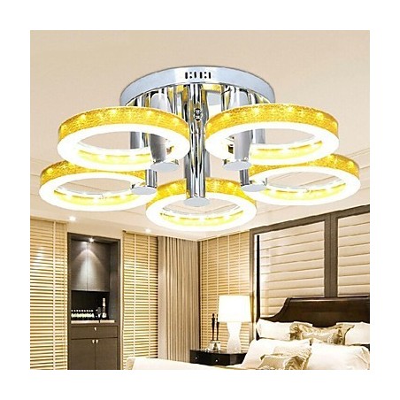 Lampadario a filo in acrilico cromato con LED integrato, 5 luci