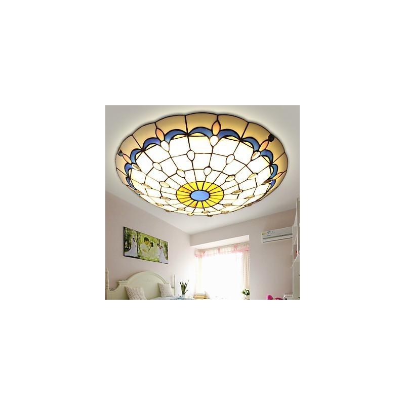 Plafoniera a cupola per bambini in vetro blu e bianco 50 cm