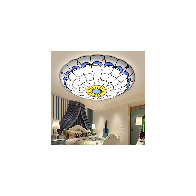 Plafoniera a cupola per bambini in vetro blu e bianco 50 cm