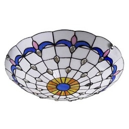 Plafoniera a cupola per bambini in vetro blu e bianco 50 cm