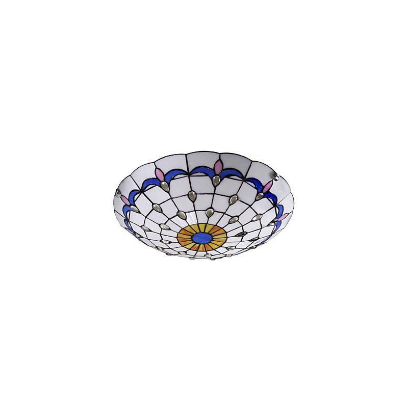 Plafoniera a cupola per bambini in vetro blu e bianco 50 cm