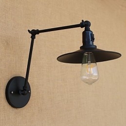 Applique da parete retrò country in metallo con braccio oscillante, mini, lampadina inclusa