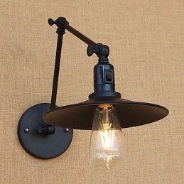 Applique da parete retrò country in metallo con braccio oscillante, mini, lampadina inclusa