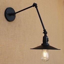 Applique da parete retrò country in metallo con braccio oscillante, mini, lampadina inclusa