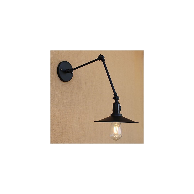 Applique da parete retrò country in metallo con braccio oscillante, mini, lampadina inclusa