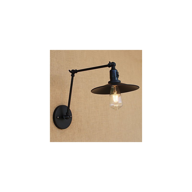 Applique da parete retrò country in metallo con braccio oscillante, mini, lampadina inclusa