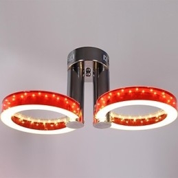 Lampadario a filo rosso in resina con LED integrato bianco caldo, 2 luci