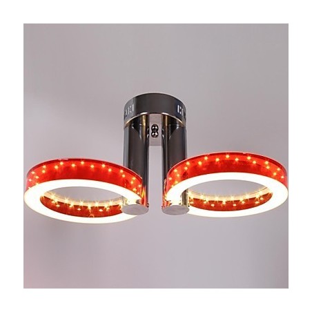 Lampadario a filo rosso in resina con LED integrato bianco caldo, 2 luci