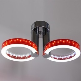 Lampadario a filo rosso in resina con LED integrato bianco caldo, 2 luci