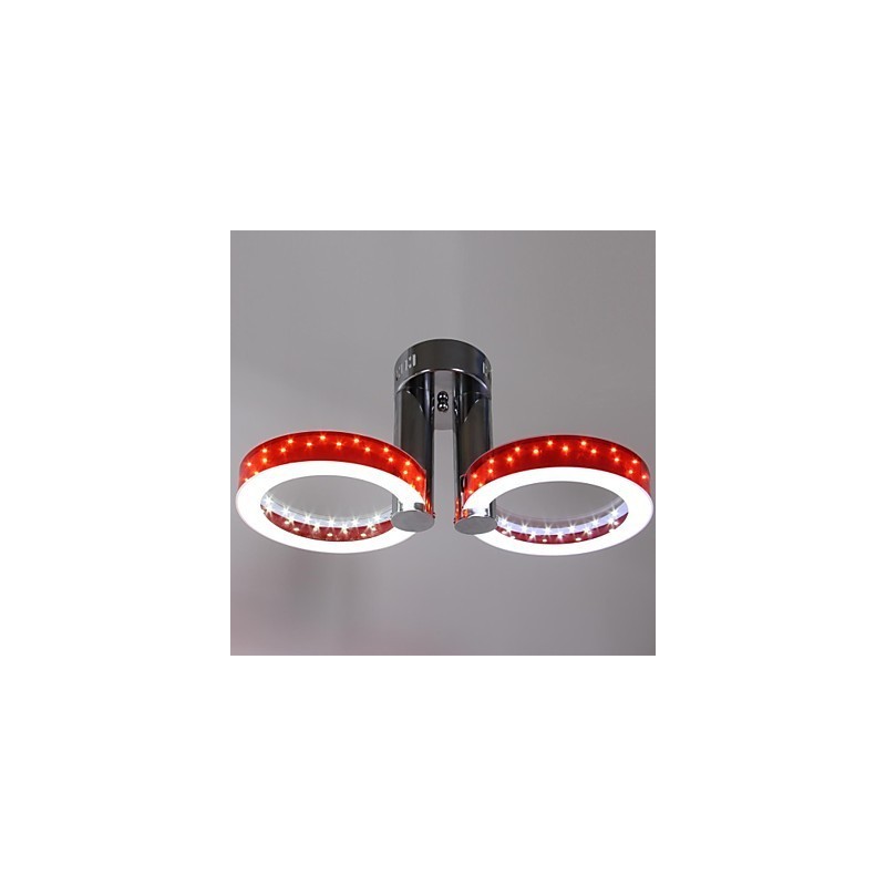 Lampadario a filo rosso in resina con LED integrato bianco caldo, 2 luci
