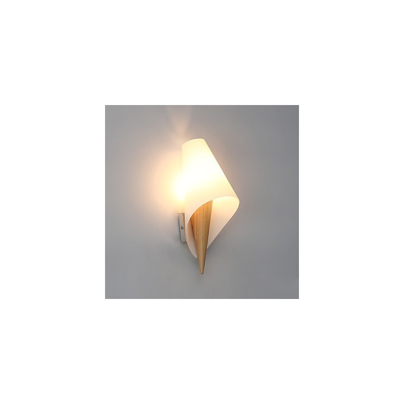 Applique da parete mini moderna contemporanea luce ambientale in vetro e legno