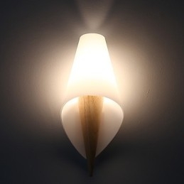 Applique da parete mini moderna contemporanea luce ambientale in vetro e legno