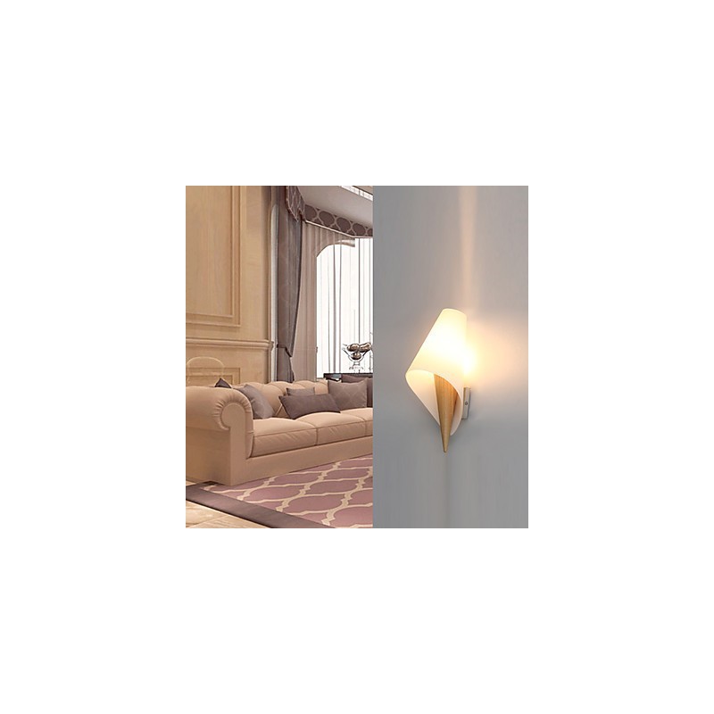 Applique da parete mini moderna contemporanea luce ambientale in vetro e legno