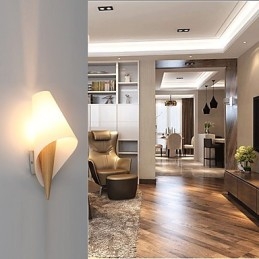 Applique da parete mini moderna contemporanea luce ambientale in vetro e legno