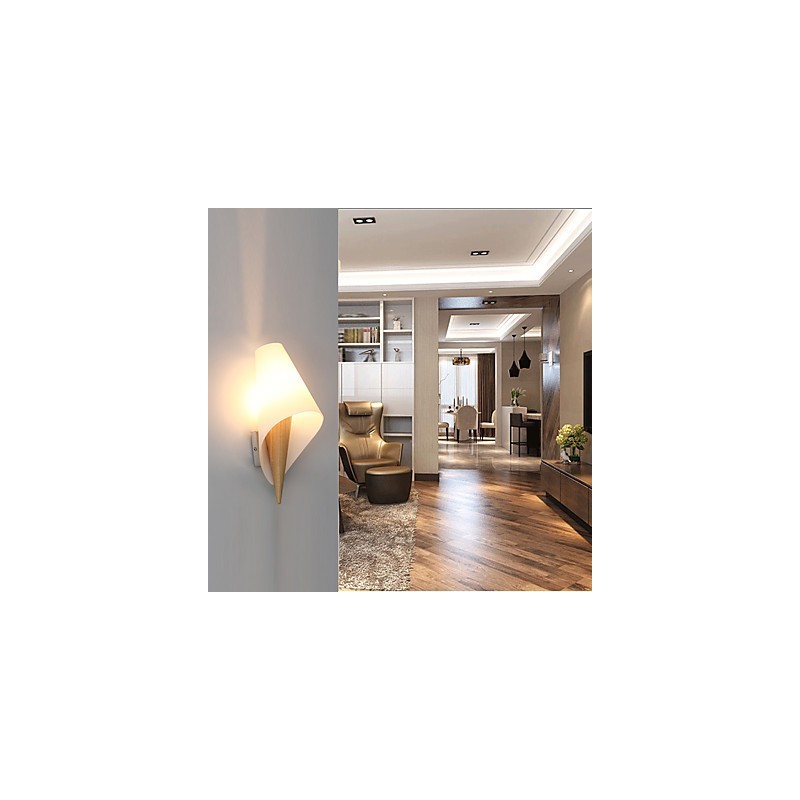 Applique da parete mini moderna contemporanea luce ambientale in vetro e legno