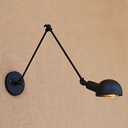 Applique da parete vintage country verniciata con braccio oscillante mini, luce ambientale, protezione occhi