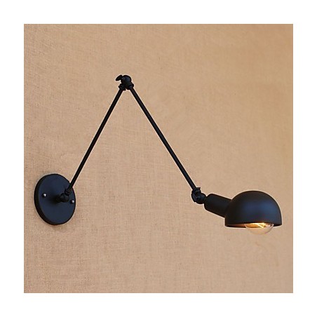 Applique da parete vintage country verniciata con braccio oscillante mini, luce ambientale, protezione occhi