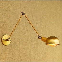 Applique da parete vintage country verniciata con braccio oscillante mini, luce ambientale, protezione occhi
