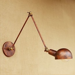 Applique da parete vintage country verniciata con braccio oscillante mini, luce ambientale, protezione occhi