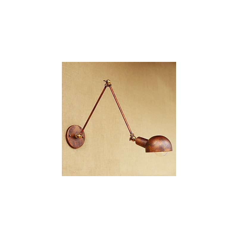 Applique da parete vintage country verniciata con braccio oscillante mini, luce ambientale, protezione occhi