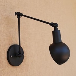 Applique da parete vintage country verniciata con braccio oscillante mini, luce ambientale, protezione occhi