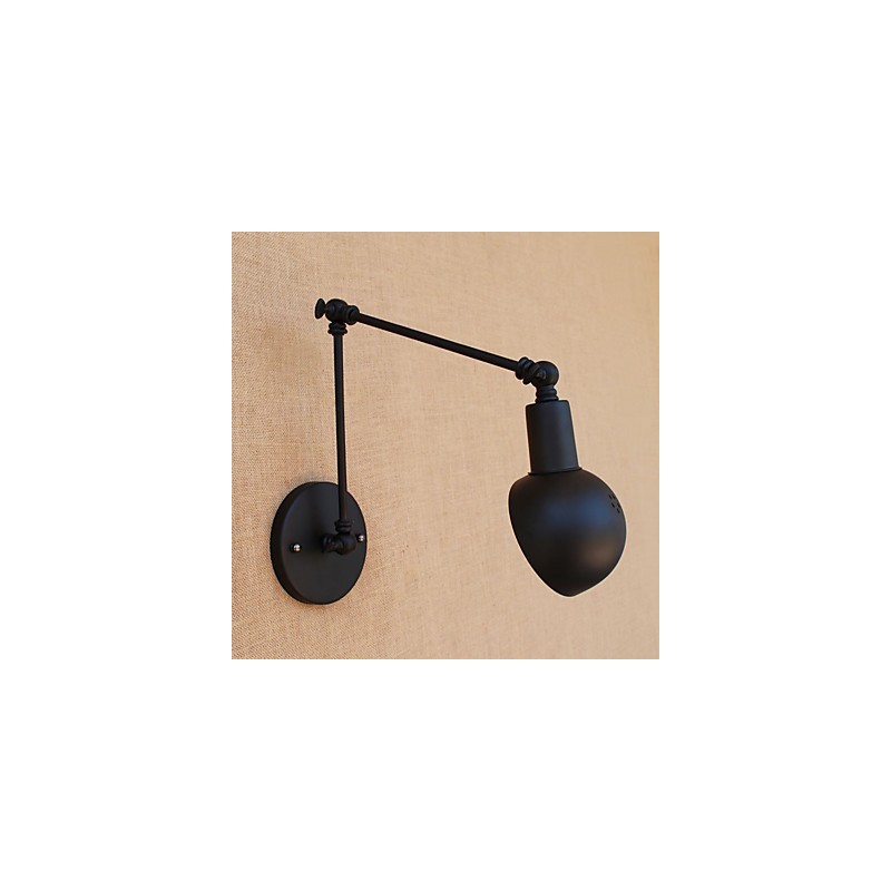 Applique da parete vintage country verniciata con braccio oscillante mini, luce ambientale, protezione occhi