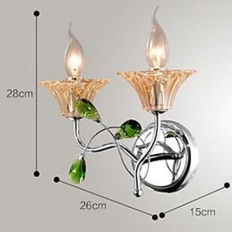 Applique da parete moderna contemporanea uplight in vetro e cristallo E27 2 lampadine
