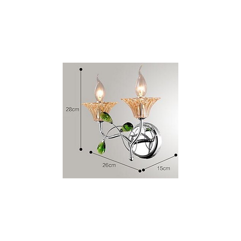 Applique da parete moderna contemporanea uplight in vetro e cristallo E27 2 lampadine