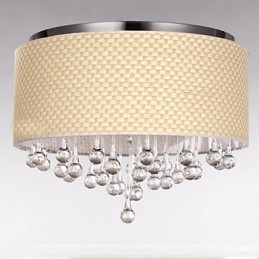 Plafoniera a filo moderna minimalista beige in tessuto, 6 lampadine E12/E14