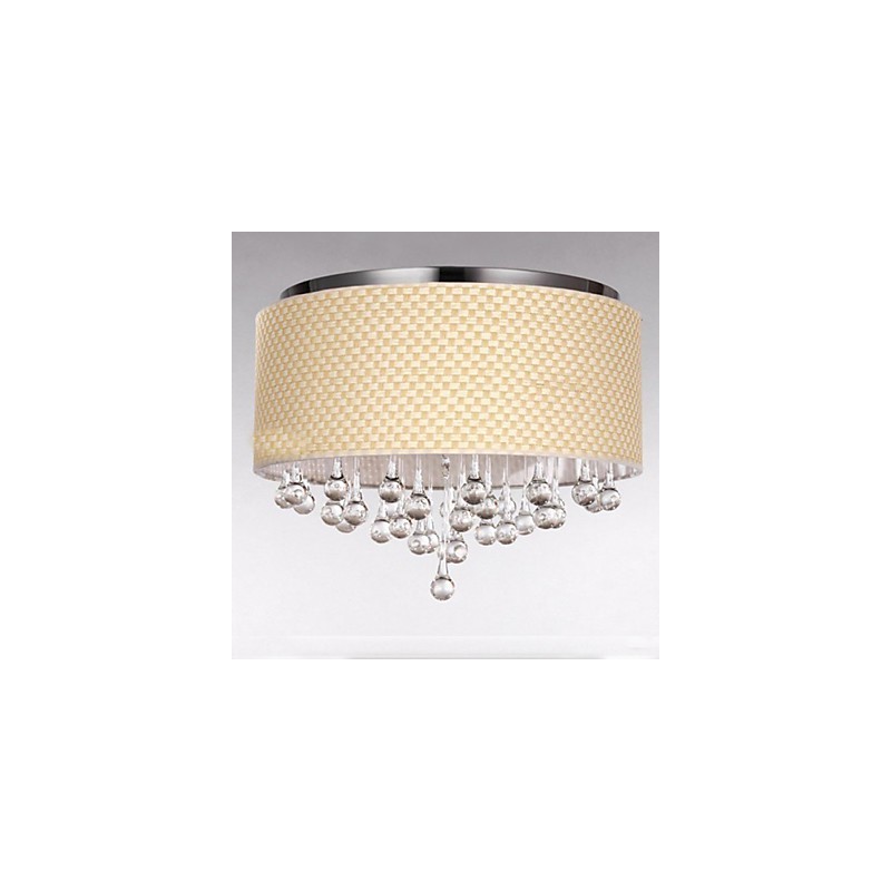 Plafoniera a filo moderna minimalista beige in tessuto, 6 lampadine E12/E14