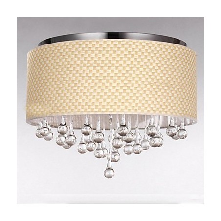 Plafoniera a filo moderna minimalista beige in tessuto, 6 lampadine E12/E14