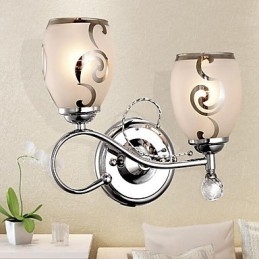 Applique da parete semplice in cristallo con luce ambientale, 2 lampadine E27