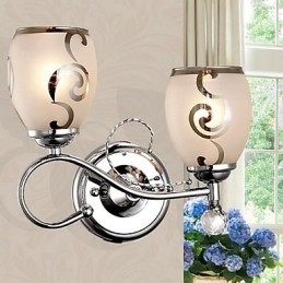 Applique da parete semplice in cristallo con luce ambientale, 2 lampadine E27