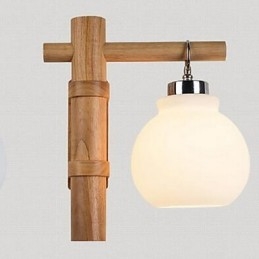 Applique da parete moderna contemporanea uplight in vetro e legno/bambù E27