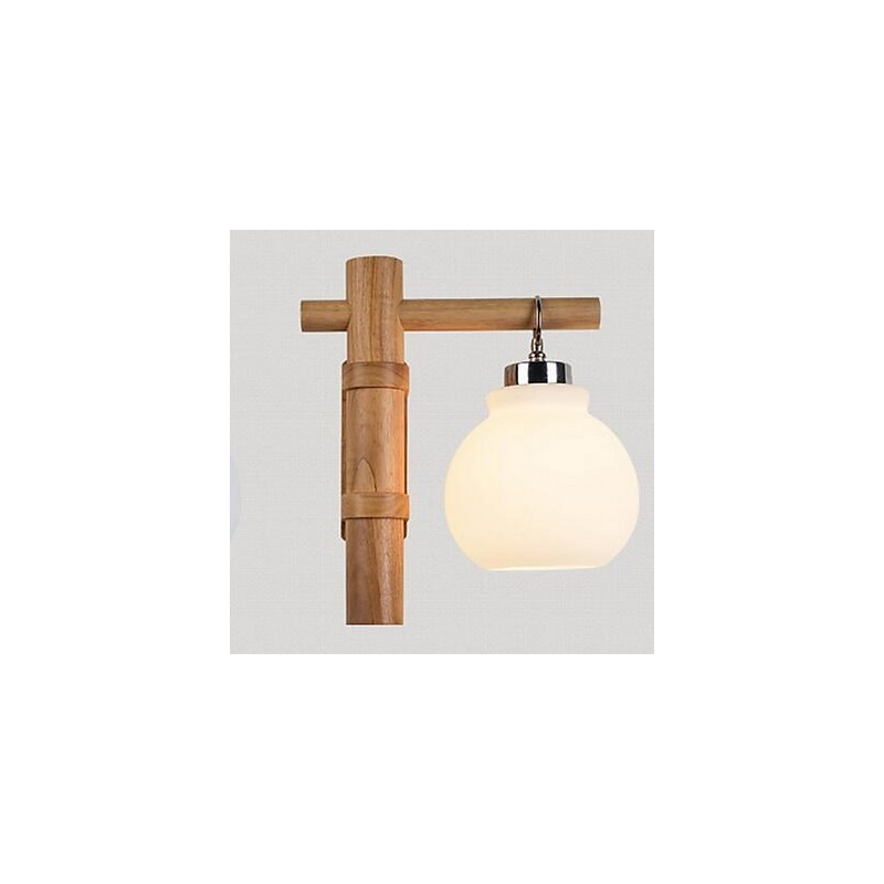 Applique da parete moderna contemporanea uplight in vetro e legno/bambù E27