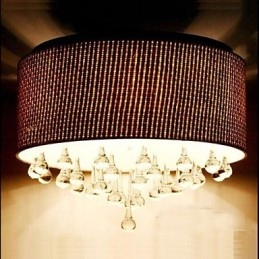 Plafoniera a filo moderna minimalista beige in tessuto, 6 lampadine E12/E14