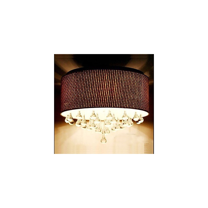 Plafoniera a filo moderna minimalista beige in tessuto, 6 lampadine E12/E14
