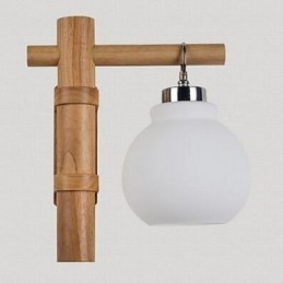 Applique da parete moderna contemporanea uplight in vetro e legno/bambù E27