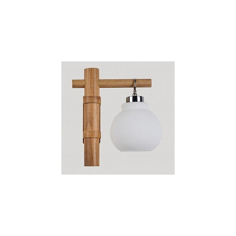 Applique da parete moderna contemporanea uplight in vetro e legno/bambù E27