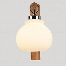 Applique da parete moderna contemporanea uplight in vetro e legno/bambù E27