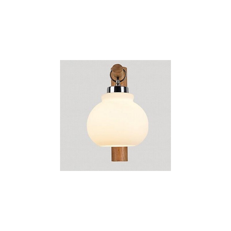 Applique da parete moderna contemporanea uplight in vetro e legno/bambù E27