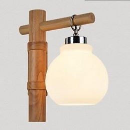 Applique da parete moderna contemporanea uplight in vetro e legno/bambù E27