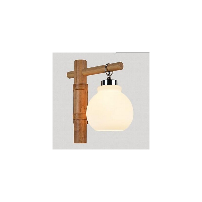 Applique da parete moderna contemporanea uplight in vetro e legno/bambù E27