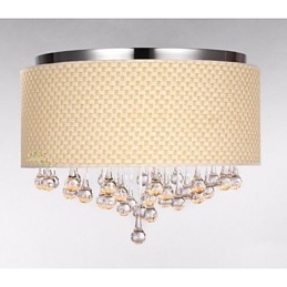 Plafoniera a filo moderna minimalista beige in tessuto, 6 lampadine E12/E14